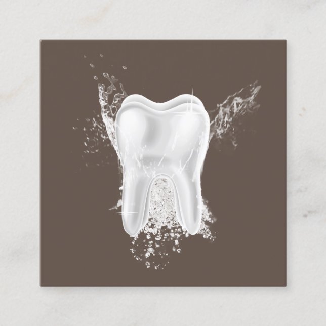 Dental 3D Tooth Professionell Brown Dentist Office Fyrkantigt Visitkort (Framsida)