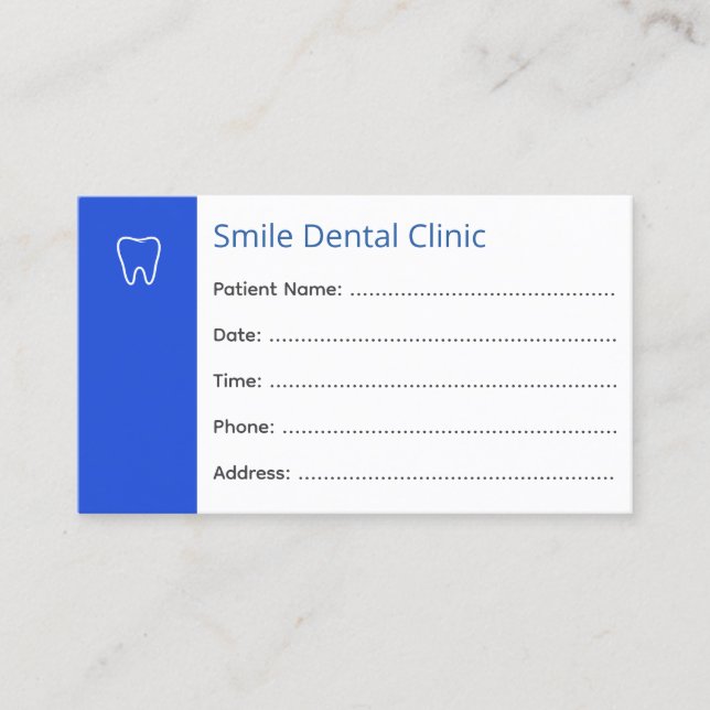 Dental Appointment Cards Dentist Office Blue Tidsbeställning Kort (Framsida)