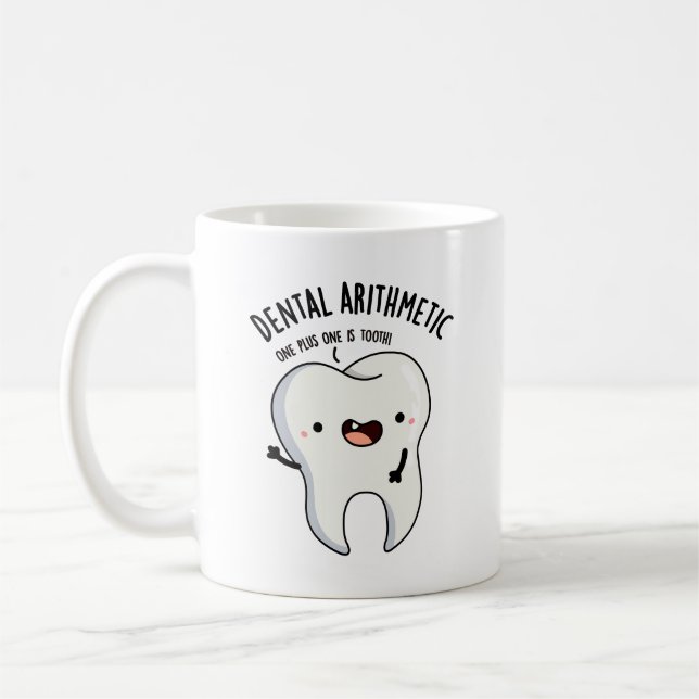 Dental Arithmetic Funny Tooth Pun Kaffemugg (Vänster)