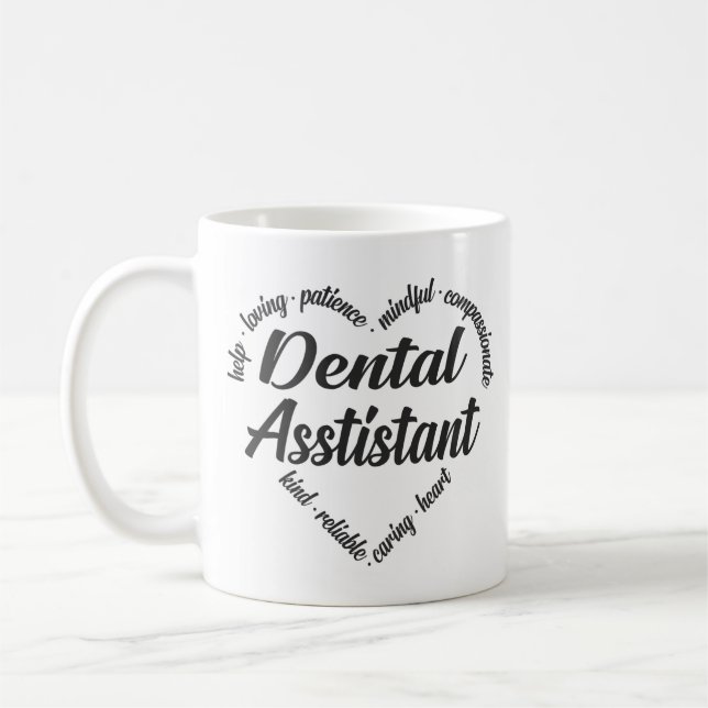 Dental Assistant Heart Ord Cloud Kaffemugg (Vänster)