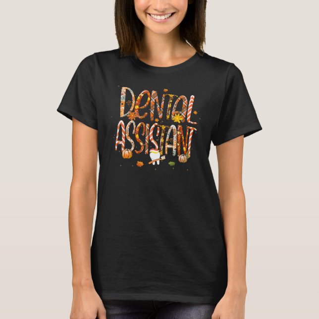 Dental Assistant Leopard Plaid Pilgrim Hat Fall Th T Shirt (Framsida)