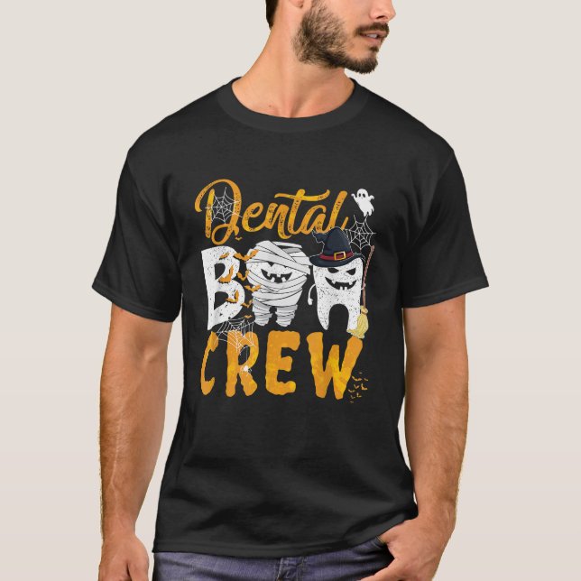 Dental Boo Crew Funny Dentist Assistant Halloween T Shirt (Framsida)