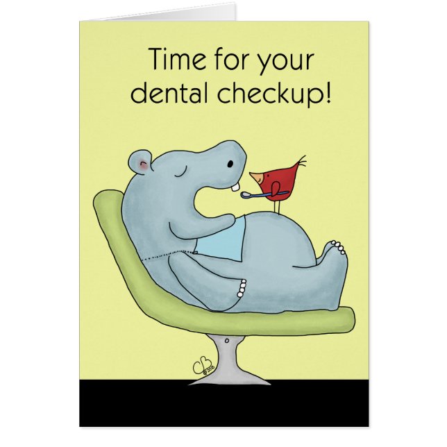 Dental Checkup Hippopotamus Hälsningskort (Framsidan)