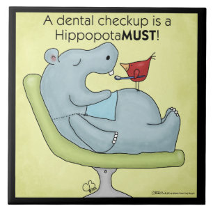 Dental Checkup Hippopotamus Kakelplatta