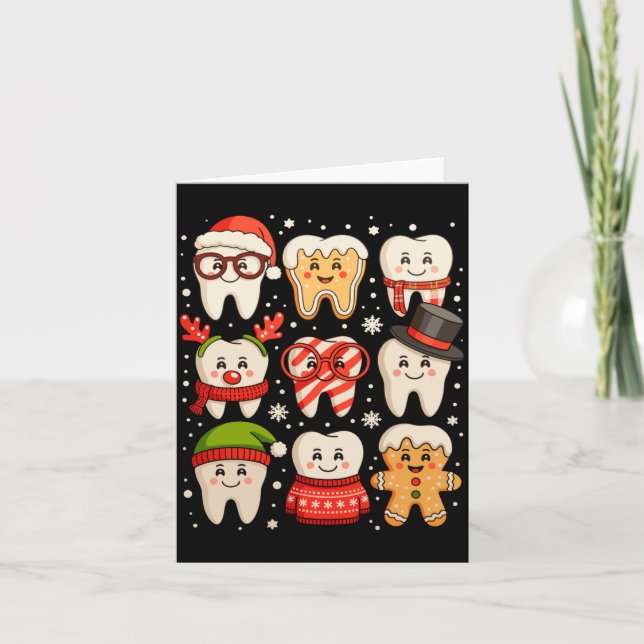 Dental Christmas Cute Teeth Dentist Santa Hat Xmas Kort (Framsida)
