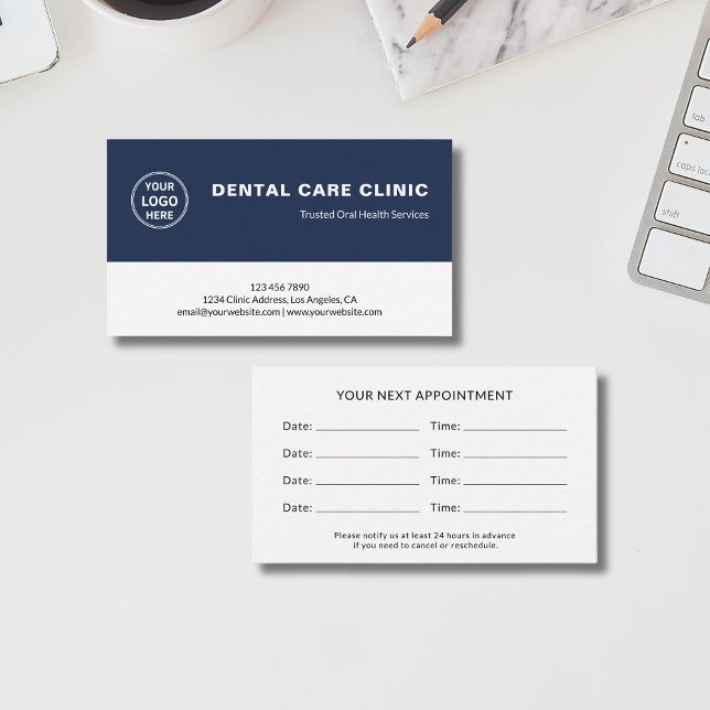 Dental Clinic Dentist Professional Logo Tidsbeställning Kort (Dental Clinic Dentist Professional Logo Appointment Card)