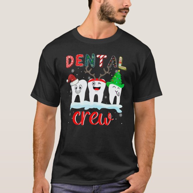 Dental Crew Teeth Dentist Christmas Xmas PJ Pajama T Shirt (Framsida)
