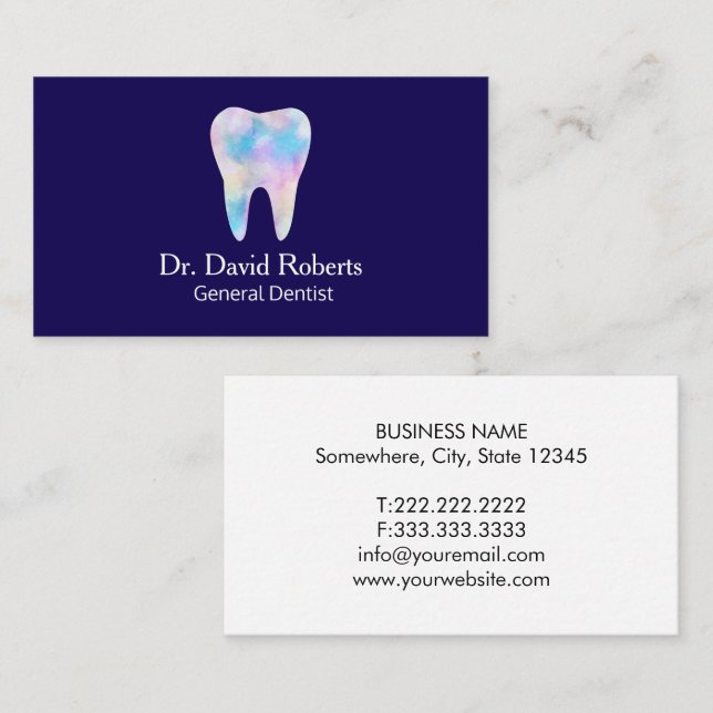 Dental Elegant Watercolor  Visitkort (Fram/baksida)