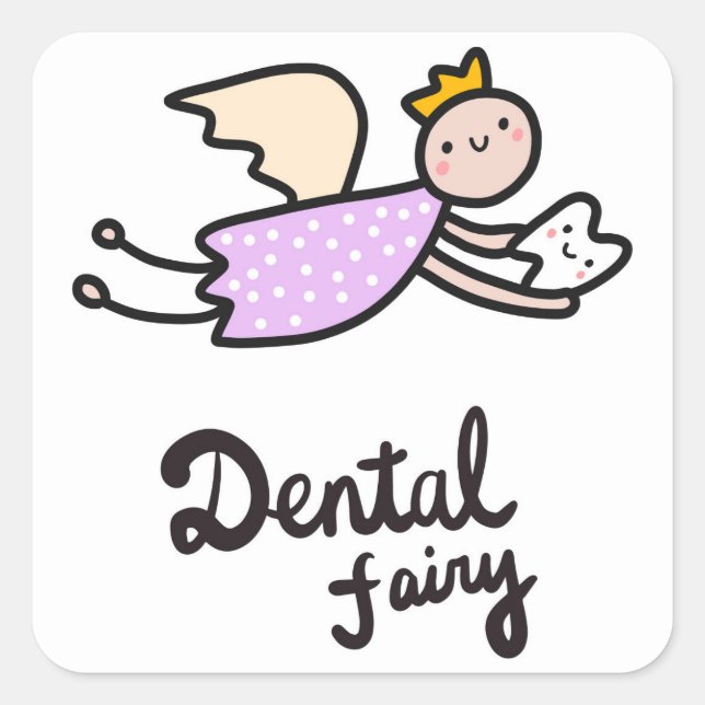 Dental Fairy Fyrkantigt Klistermärke (Framsida)