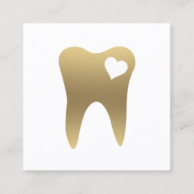 Dental Guld Teeth Affärskort Fyrkantigt Visitkort (Framsida)
