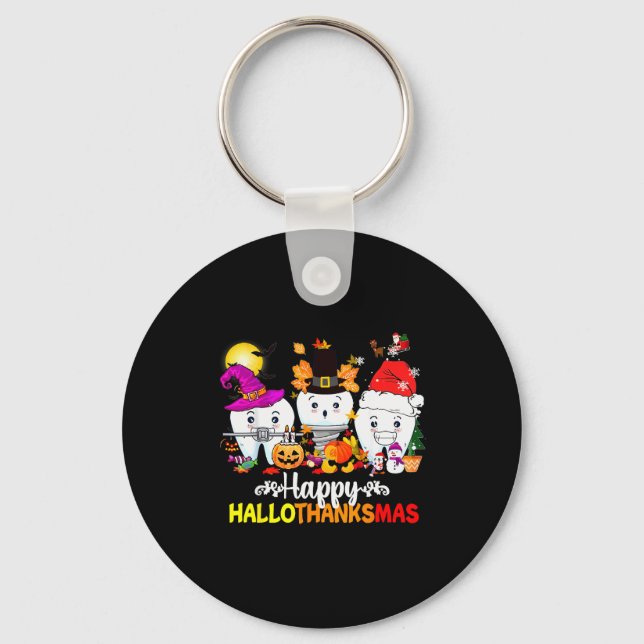 Dental Halloween Thanksgiving Christmas Happy Hall Nyckelring (Framsida)