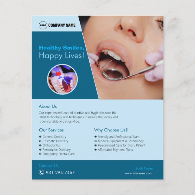 Dental Hospital Anpassningsbar Flyer (Framsidan)