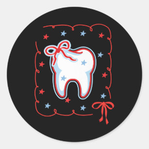 Dental Hygienist 4 juli American Dentist Coquett Runt Klistermärke