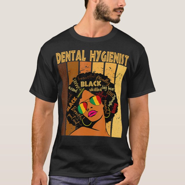 Dental hygienist Afro African American Black Histo T Shirt (Framsida)