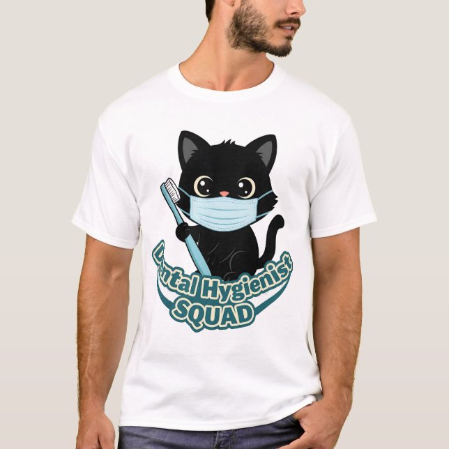 Dental Hygienist Black Cat T-Shirt (Framsida)