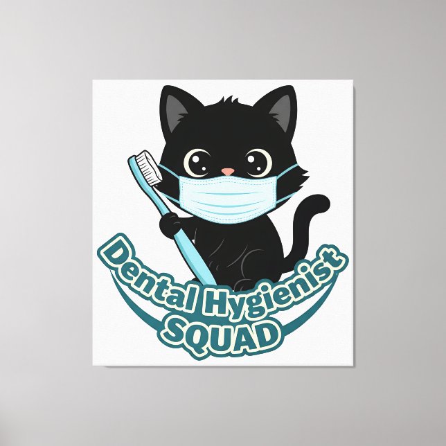 Dental Hygienist Black Cat Wall Art – Printable Of Canvastryck (Framsida)