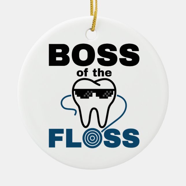 Dental Hygienist Boss of the Floss Julgransprydnad Keramik (Framsidan)