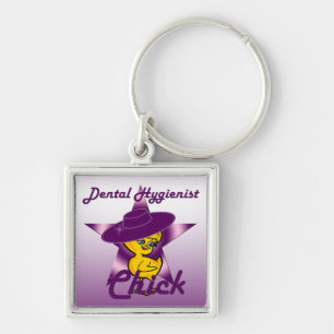 Dental Hygienist Chick #9 Fyrkantig Silverfärgad Nyckelring