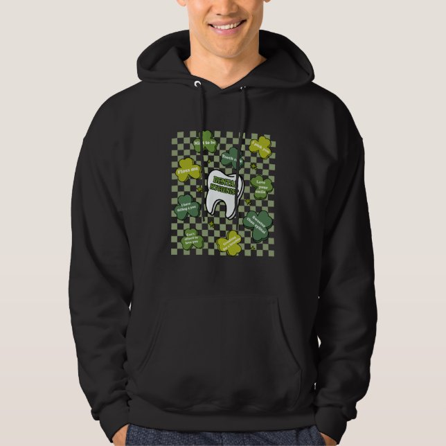 Dental Hygienist St Patrick s Day 2023 Teeth Shamr Hoodie (Framsida)