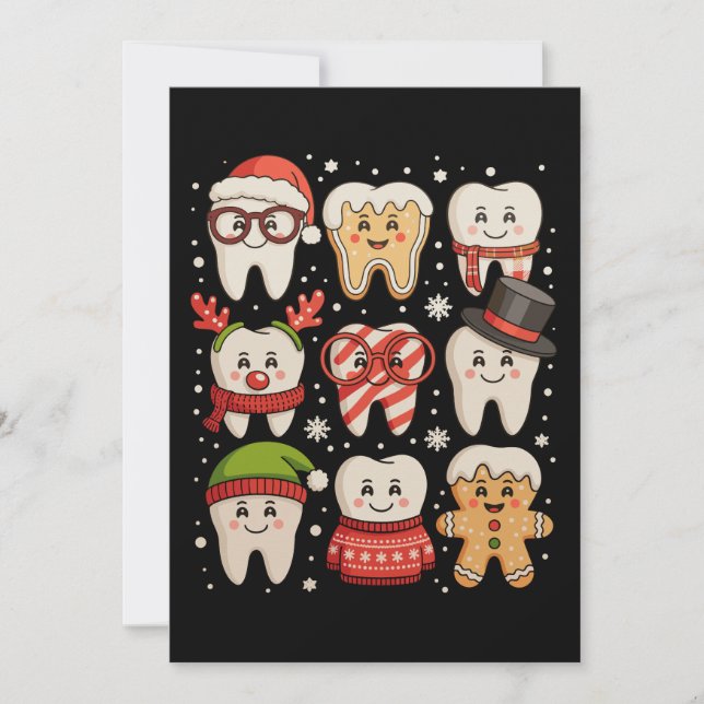 Dental jul Cute Teeth Dentist Santa Hat Julafton Julkort (Framsida)