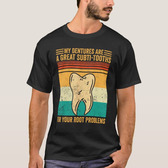 Dental Lab Tech Technician Subti Tooths Root Probl T Shirt (Framsida)
