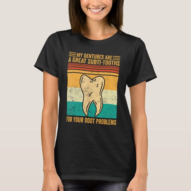 Dental Lab Tech Technician Subti Tooths Root Probl T Shirt (Framsida)