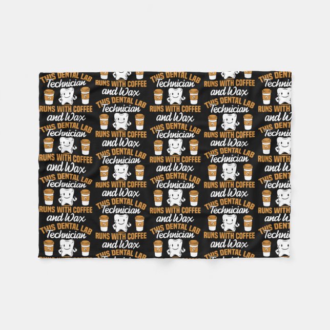 Dental Lab Technician Coffee and Wax Dentist Tech Fleecefilt (Framsidan (Horisontell))