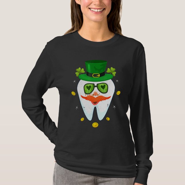 Dental Leprechaun Tooth Shamrock St patricks day D T Shirt (Framsida)