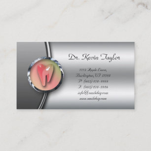 Dental Molar Affärskort Silver Logotyp Dentist Visitkort