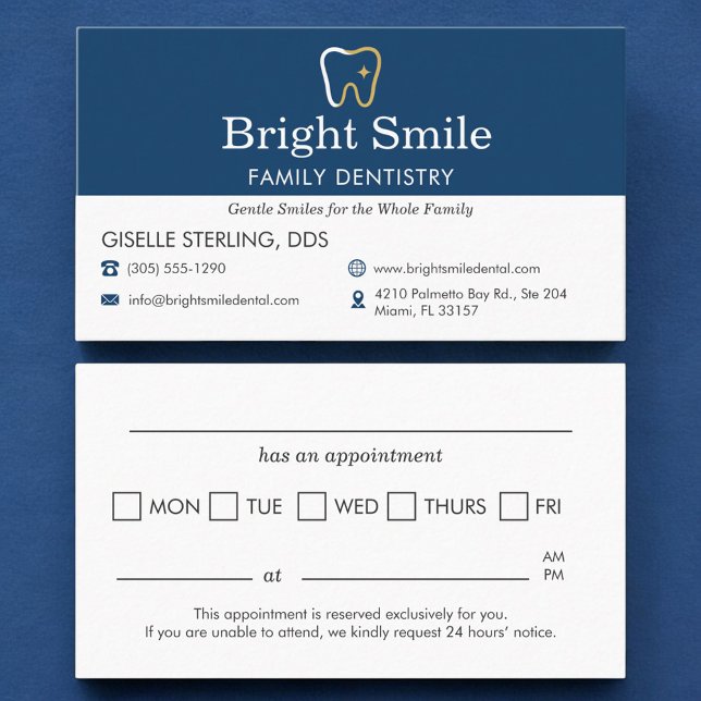 Dental Office Modern Blue Appointment Reminder Visitkort (Skapare uppladdad)