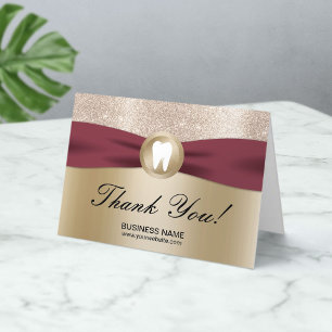 Dental Office Modern Red Ribbon Guld Tack Kort