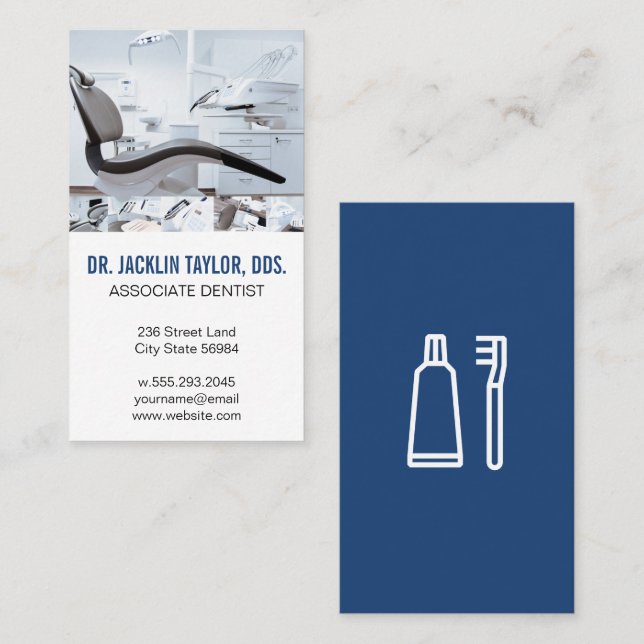 Dental Office-ordförande | AFFÄRSKORTET TANDVÅRD Visitkort (Fram/baksida)