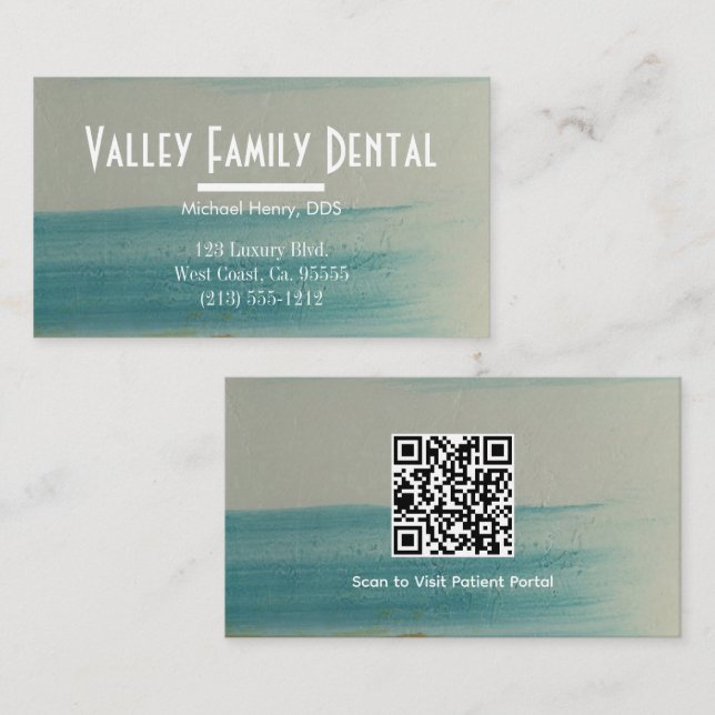 Dental Practice QR — Santa Fe Turquoise Visitkort (Fram/baksida)