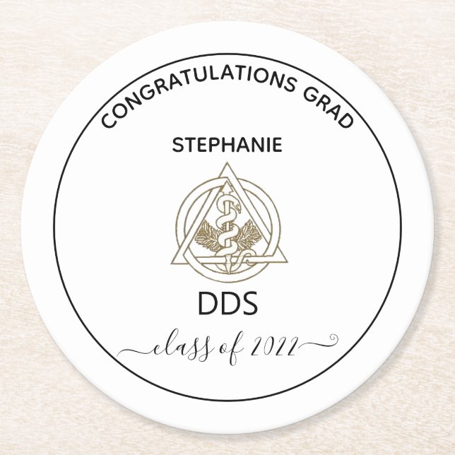  Dental School Caduceus Studentfest Underlägg Papper Rund (Framsidan)