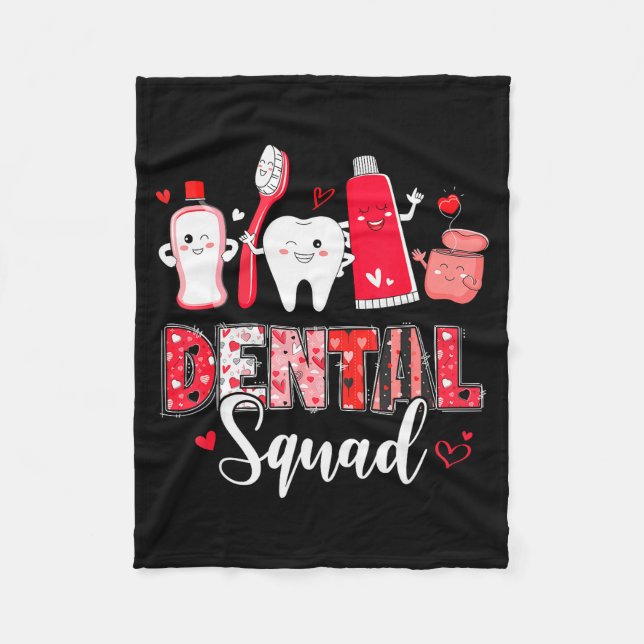 Dental Squad Dental Istant Dentist Happy Valentine Fleecefilt (Framsidan)