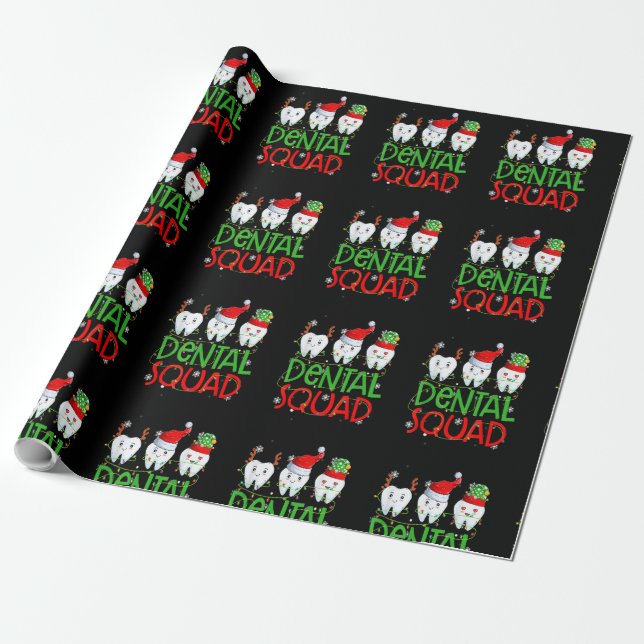 Dental Squad Dentist Funny Teeth Christmas Pajamas Presentpapper (Utrullad)