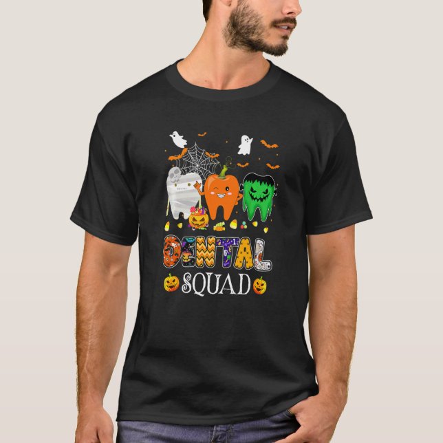 Dental Squad Dentist Halloween Costume Spooky Pump T Shirt (Framsida)