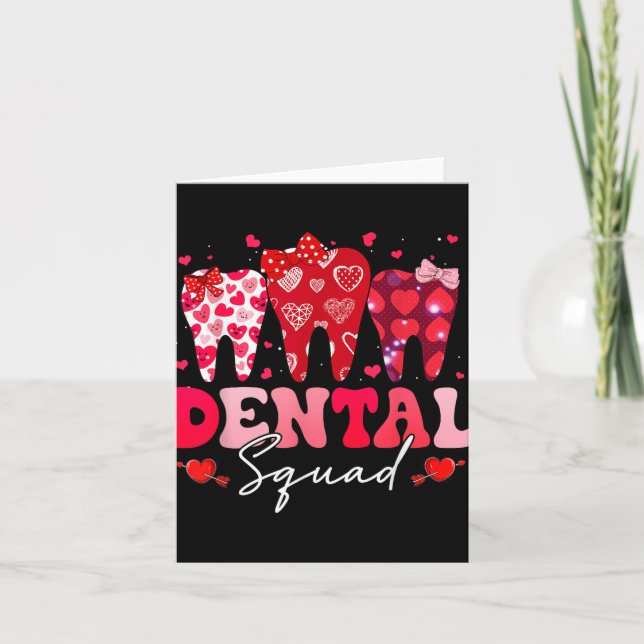 Dental Squad Funny Valentines day Retro Dentist Va Kort (Framsida)