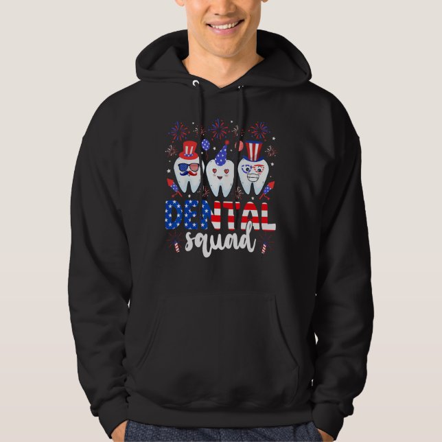 Dental Squad Tooth 4th Of July Dental Assistant De Hoodie (Framsida)