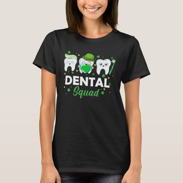 Dental Squad Toothbrush Dentist Hearts Love St Pat T Shirt (Framsida)