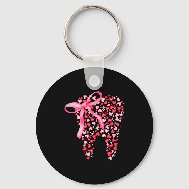 Dental Squad Valentines Cute Heart Teeth Dental Hy Nyckelring (Framsida)