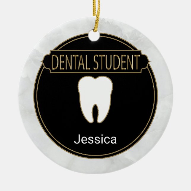 Dental 🦷 Student - Vit Marble Julgransprydnad Keramik (Framsidan)