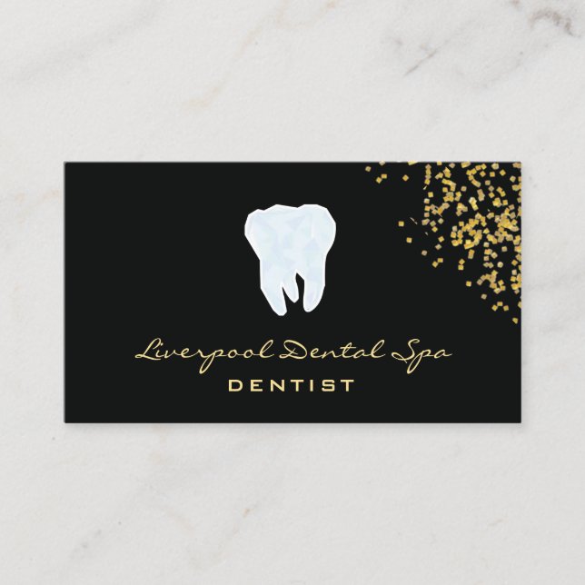 Dental Studio Logotyp ​ Dentist Black Glitter guld Visitkort (Framsida)