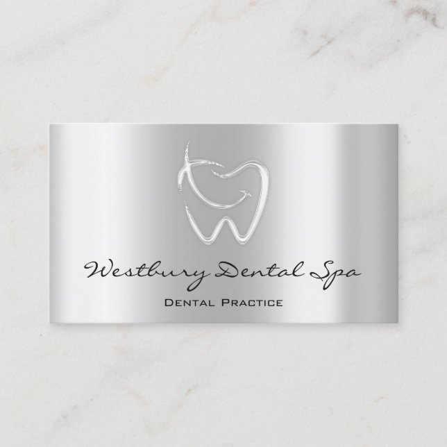 Dental Studio Smile Logotyp Silver Grått Visitkort (Framsida)