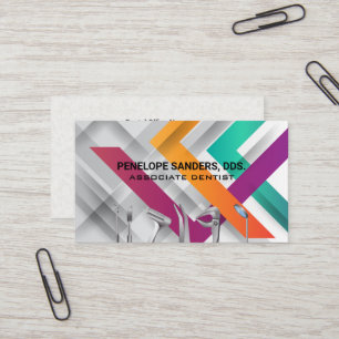 Dental Verktyg Logotyp Linjer Mönster Visitkort