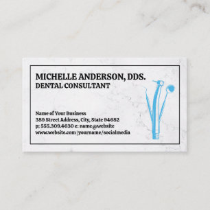 Dental Verktyg Logotyp Marble Background Visitkort