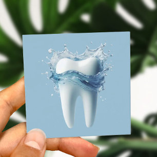 Dentala 3D-tandtand och Vatten-Elegant-tandtentato Fyrkantigt Visitkort