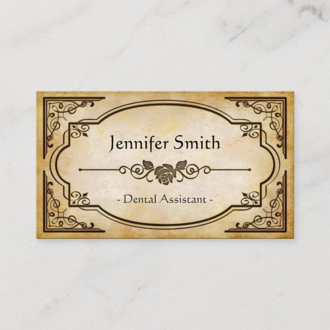Dentalassistent - Vintagen Elegant Antique Visitkort (Framsida)