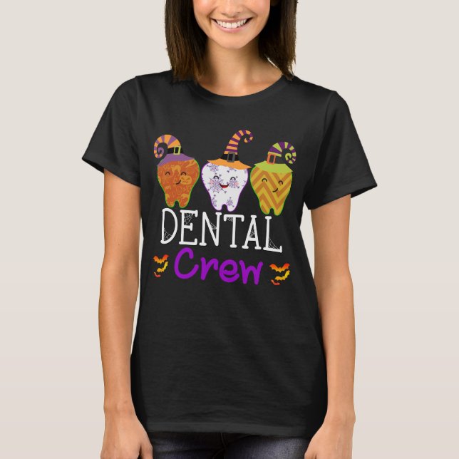 Dentalbesättning Cute Halloween-tandläkaruniform T Shirt (Framsida)