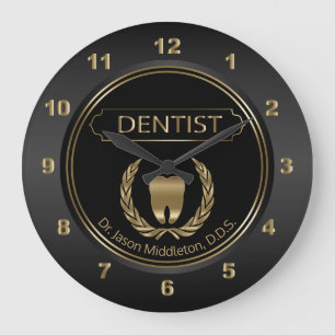 Dentaldesign i svart eller Guld Stor Klocka